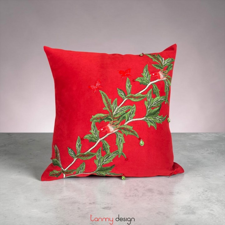 Cushion cover with the green tree branch 45x45 cm